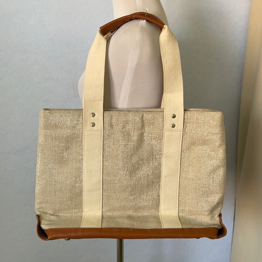 Bath & Body Works Shimmer Burlap Faux Leather Tote